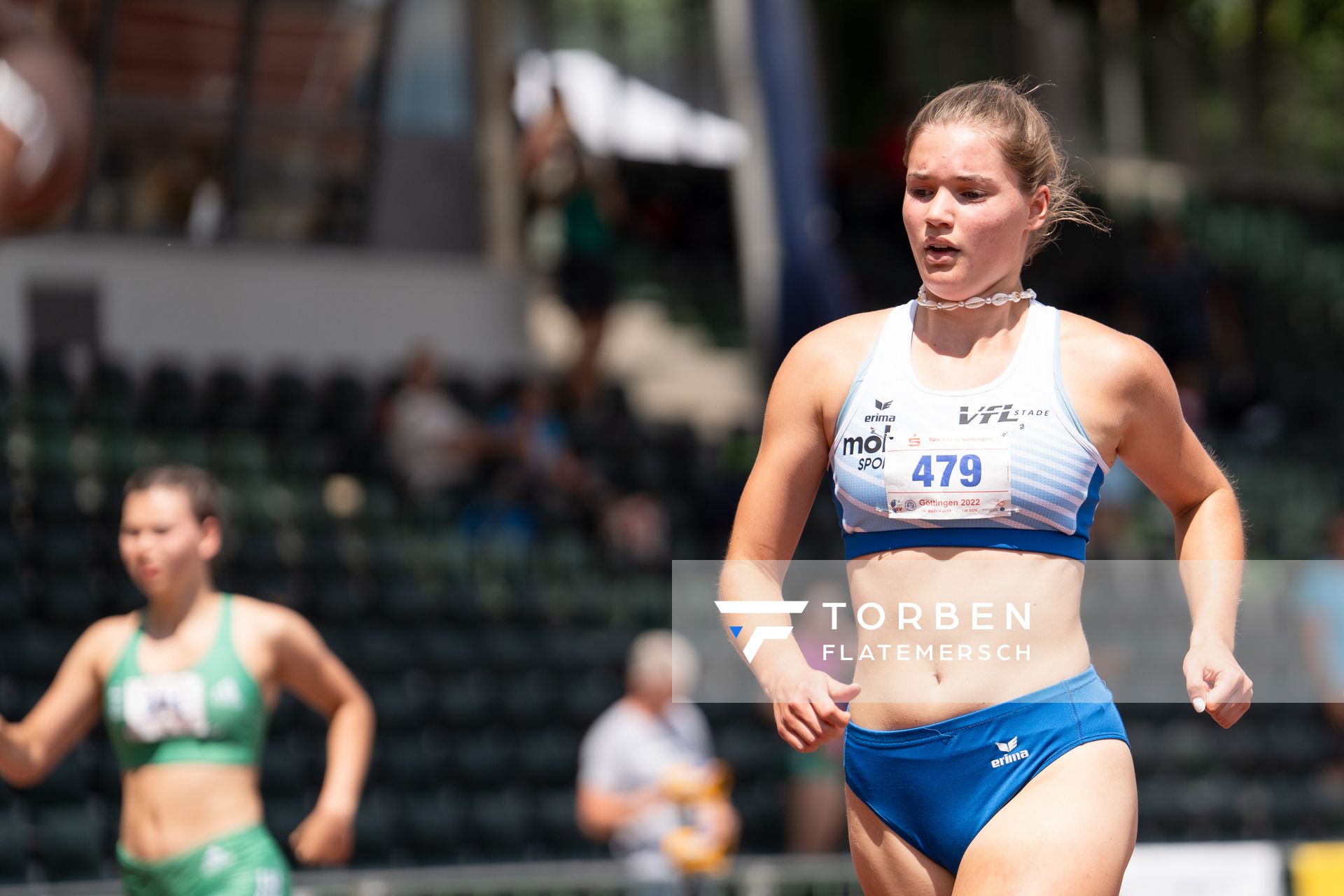 Merle Schmidt (VfL Stade) am 03.07.2022 waehrend den NLV+BLV Leichtathletik-Landesmeisterschaften im Jahnstadion in Goettingen (Tag 1)